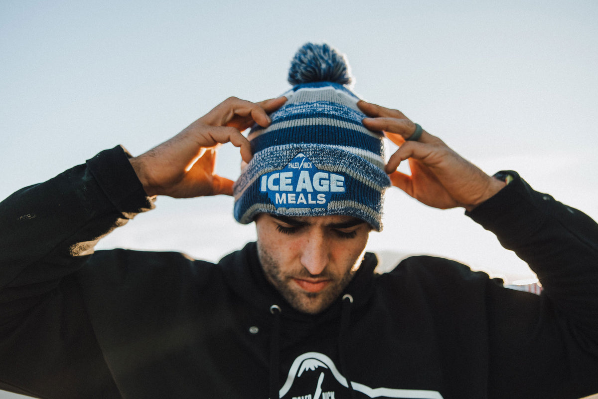 Ice Age Meals Fleece Lined Beanie With Dual-Colored Pom