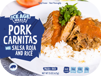Pork Carnitas with Salsa Roja and Rice