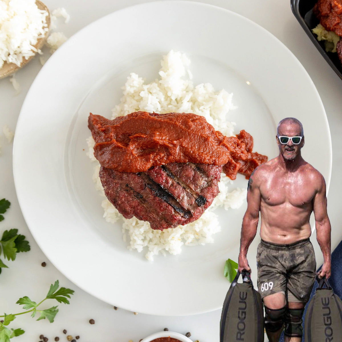 Grass-Fed "Turski Burger" with Rice