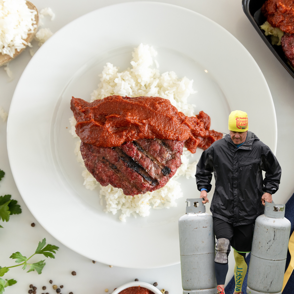 Grass-Fed "Turski Burger" with Rice